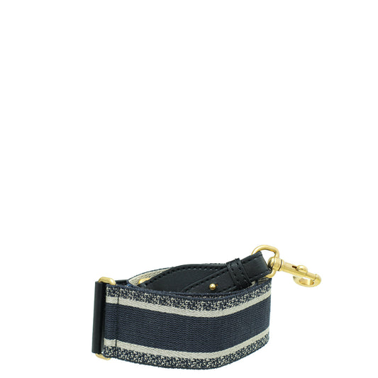 Christian Dior Navy Blue Embroidery Bag Strap