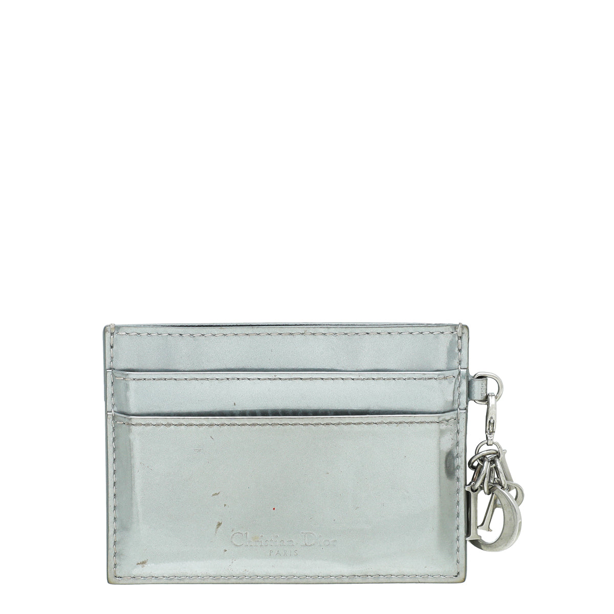 Christian Dior Silver Micro Cannage Lady Dior Card Holder