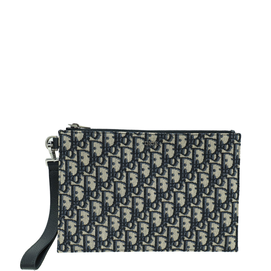 Christian Dior Navy Blue Oblique Jacquard A5 Pouch