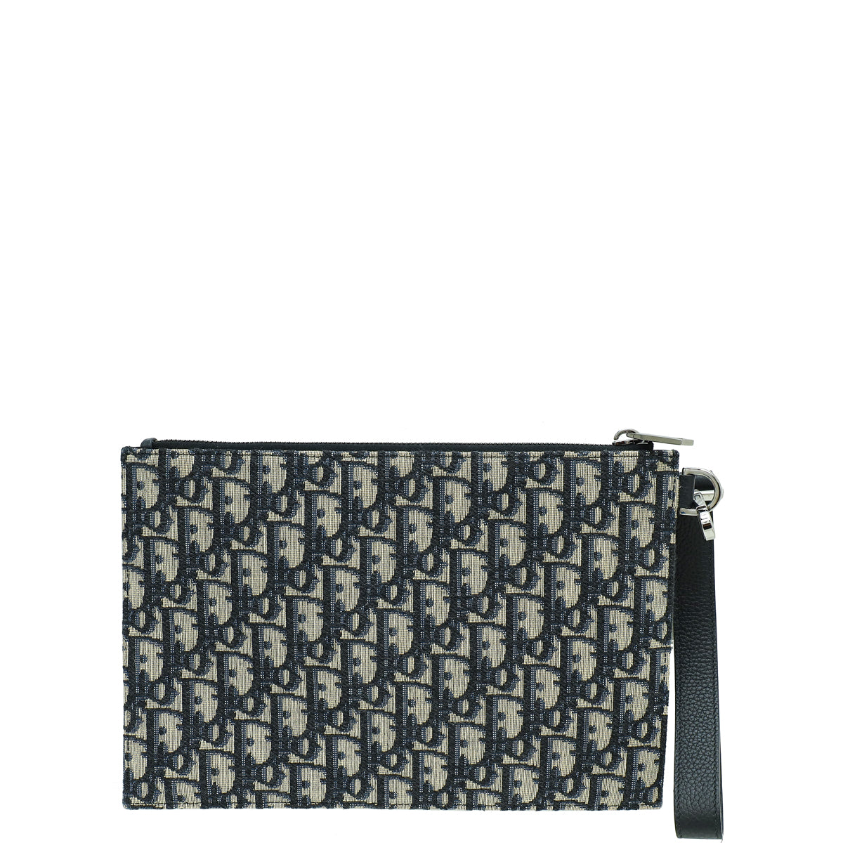 Christian Dior Navy Blue Oblique Jacquard A5 Pouch