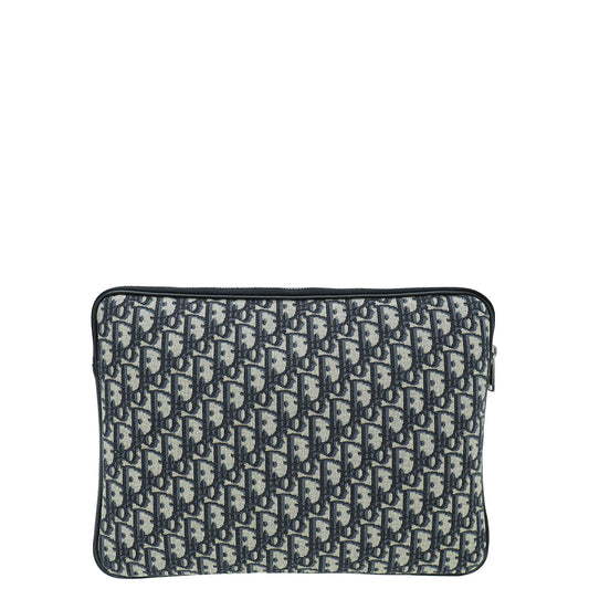 Christian Dior Navy Blue Oblique Laptop Case