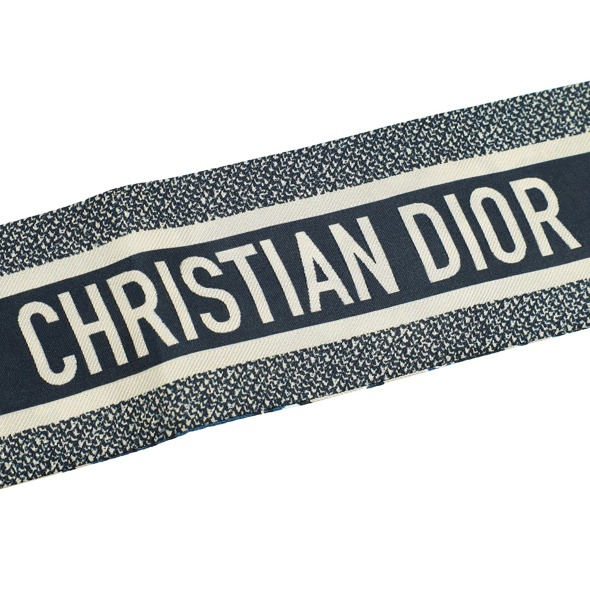 Christian Dior Navy Blue Oblique Mitzah Silk Twilly