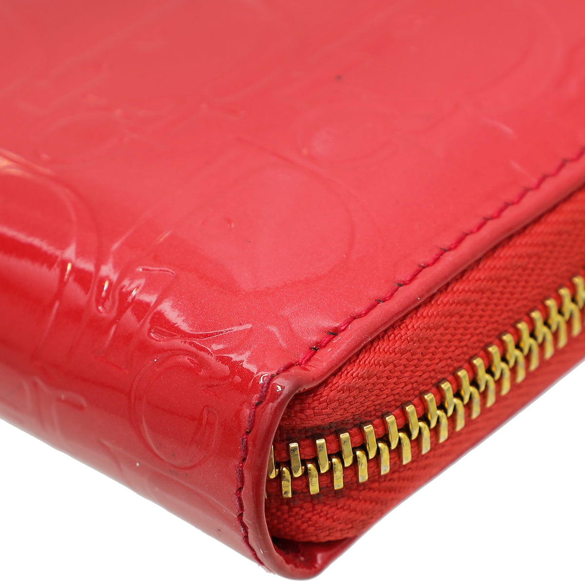 Christian Dior Red Lady dior Zip Around Wallet