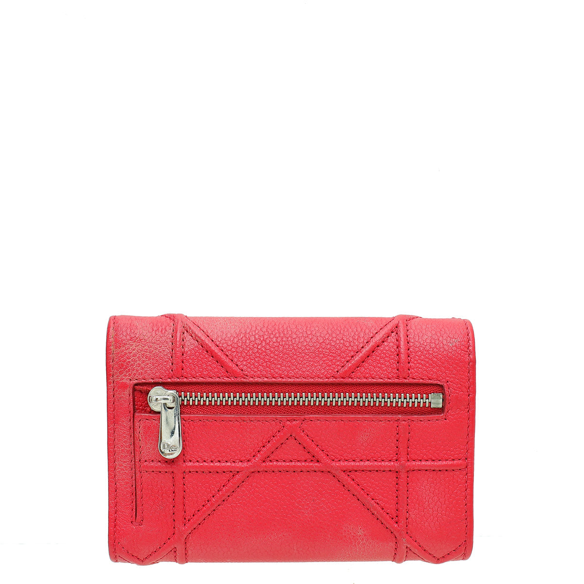 Christian Dior Red Diorama Trifold Wallet