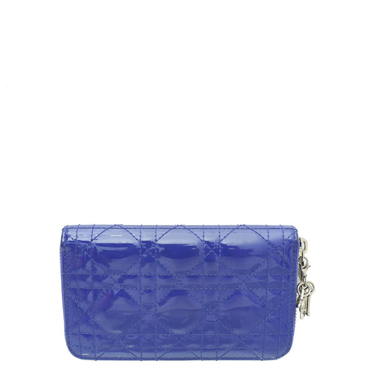 Christian Dior Blue Violet Lady Dior Voyageur Wallet