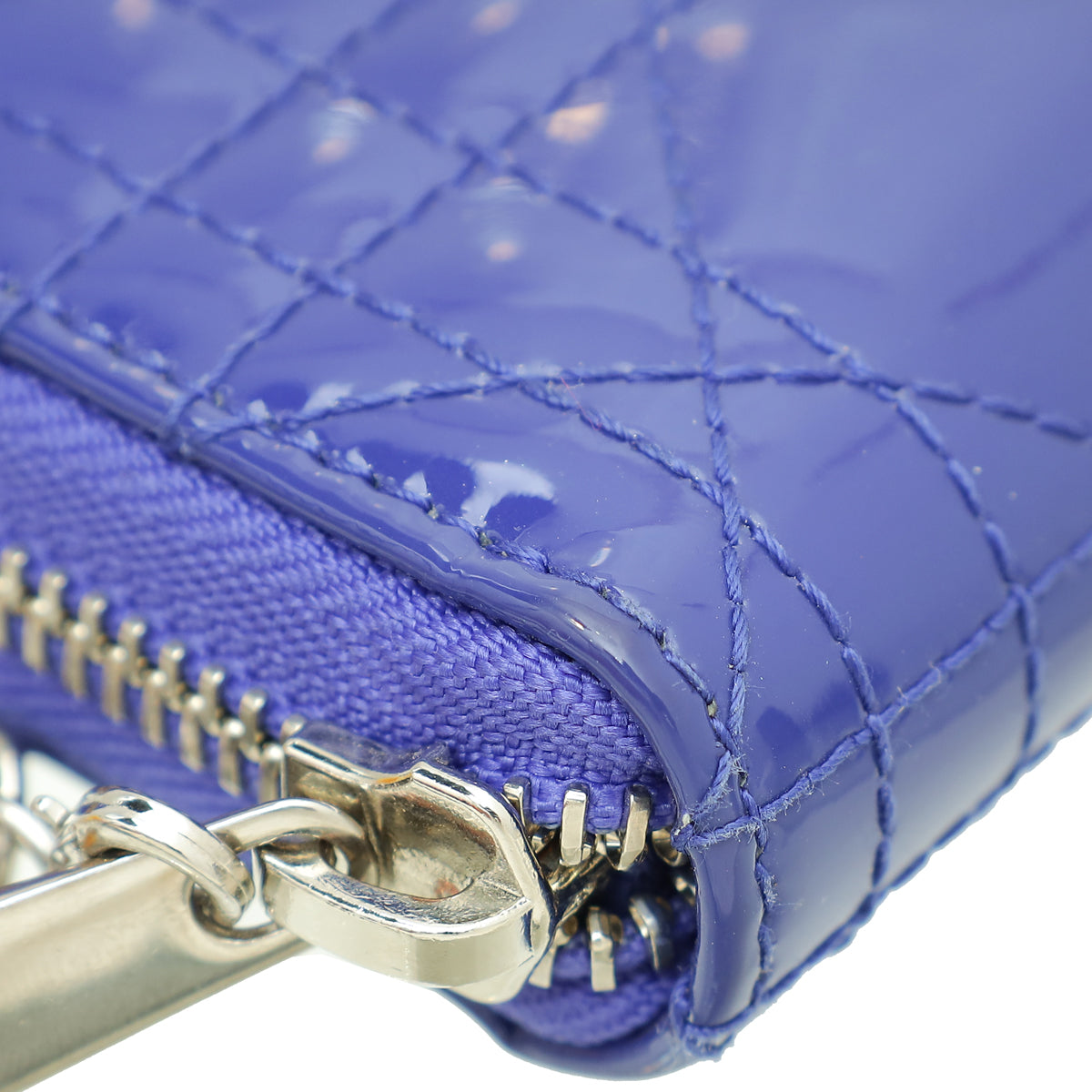 Christian Dior Blue Violet Lady Dior Voyageur Wallet