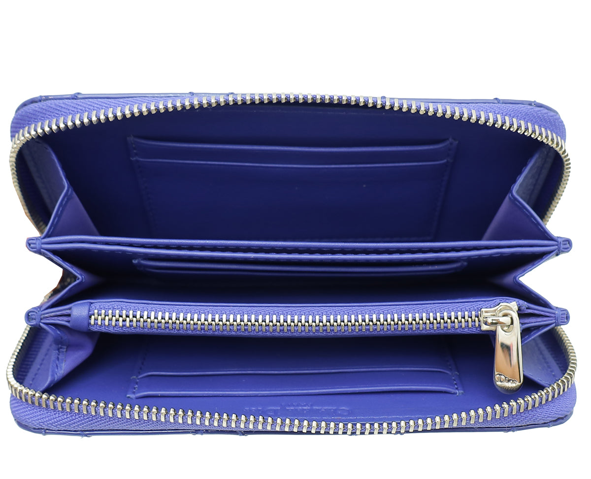 Christian Dior Blue Violet Lady Dior Voyageur Wallet