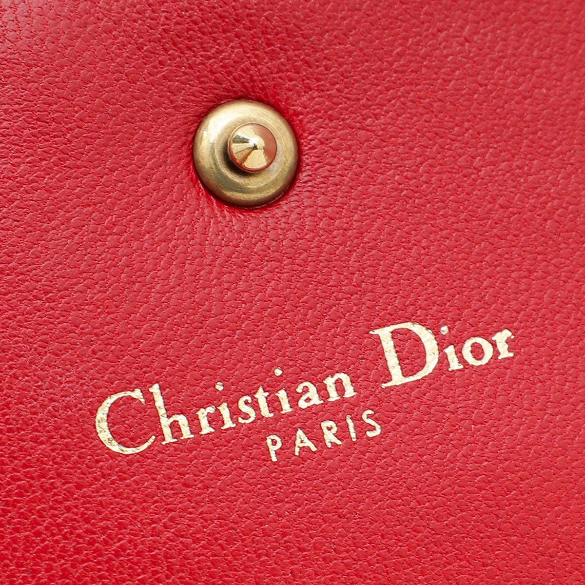 Christian Dior Red Diorama Studded Wallet On Chain