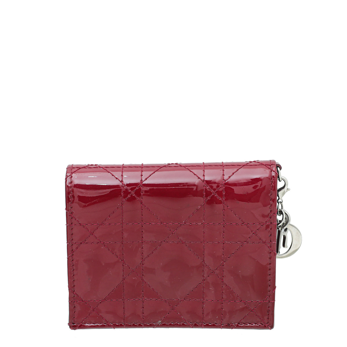 Christian Dior Cerise Lady Dior Patent Mini Wallet