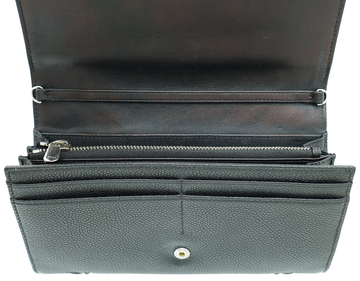 Christian Dior Black Diorama Wallet on Chain