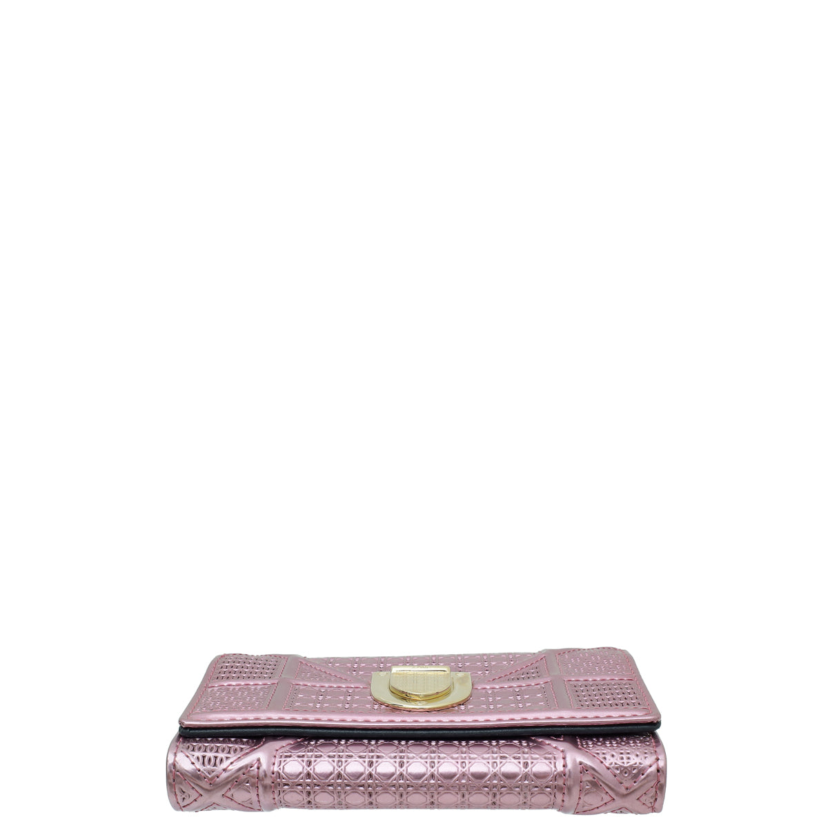 Christian Dior Metallic Pink Micro Cannage Diorama Medium Wallet