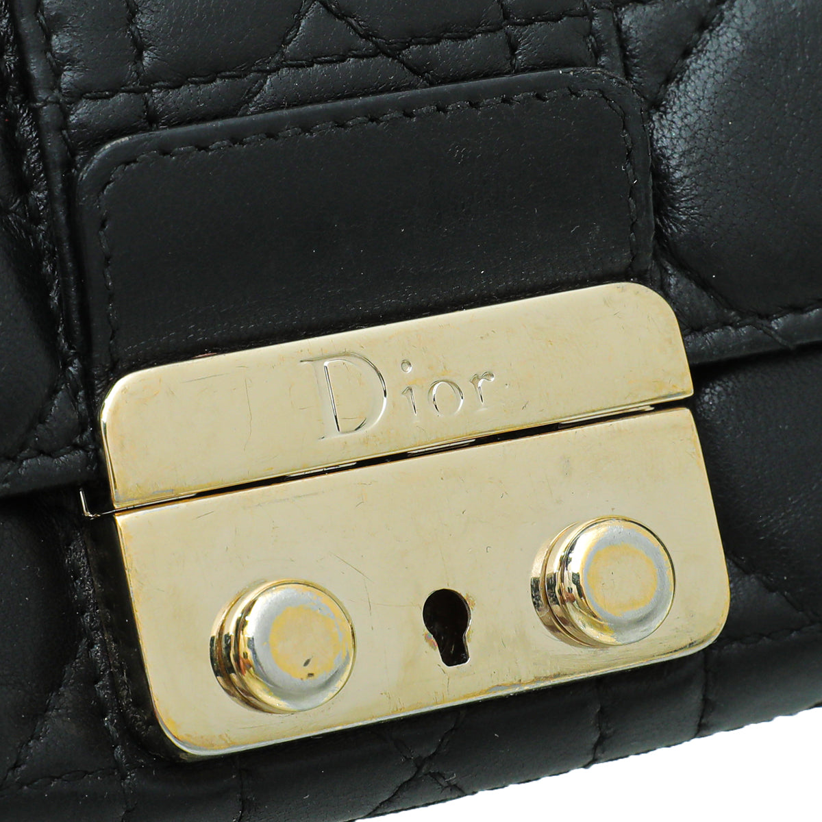 Christian Dior Black Miss Dior Cannage Chain Wallet