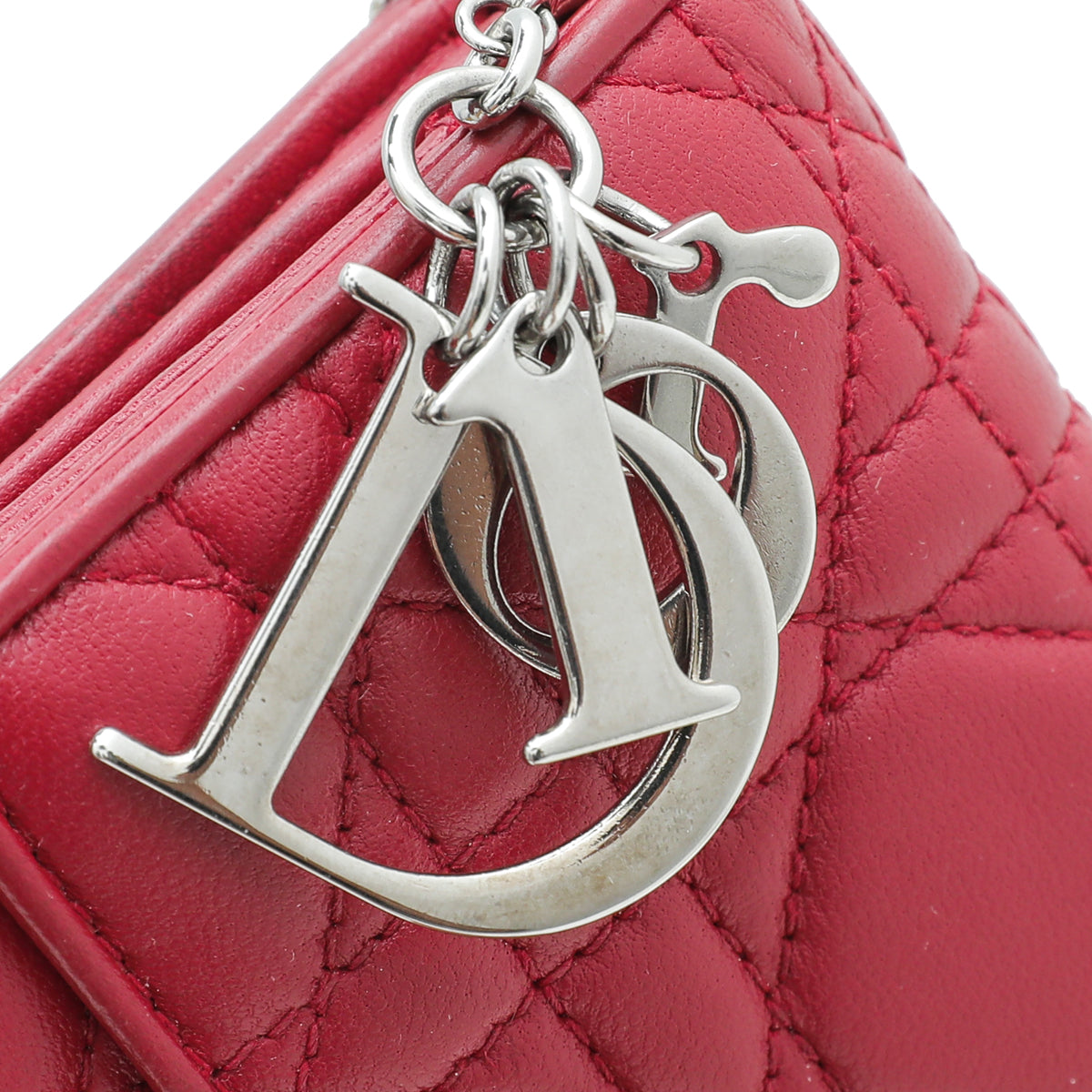 Christian Dior Red Lady Dior Rendezvous Chain Wallet