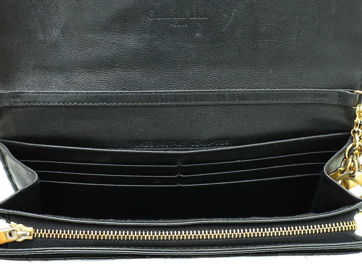 Christian Dior Black Lady Dior Chain Wallet