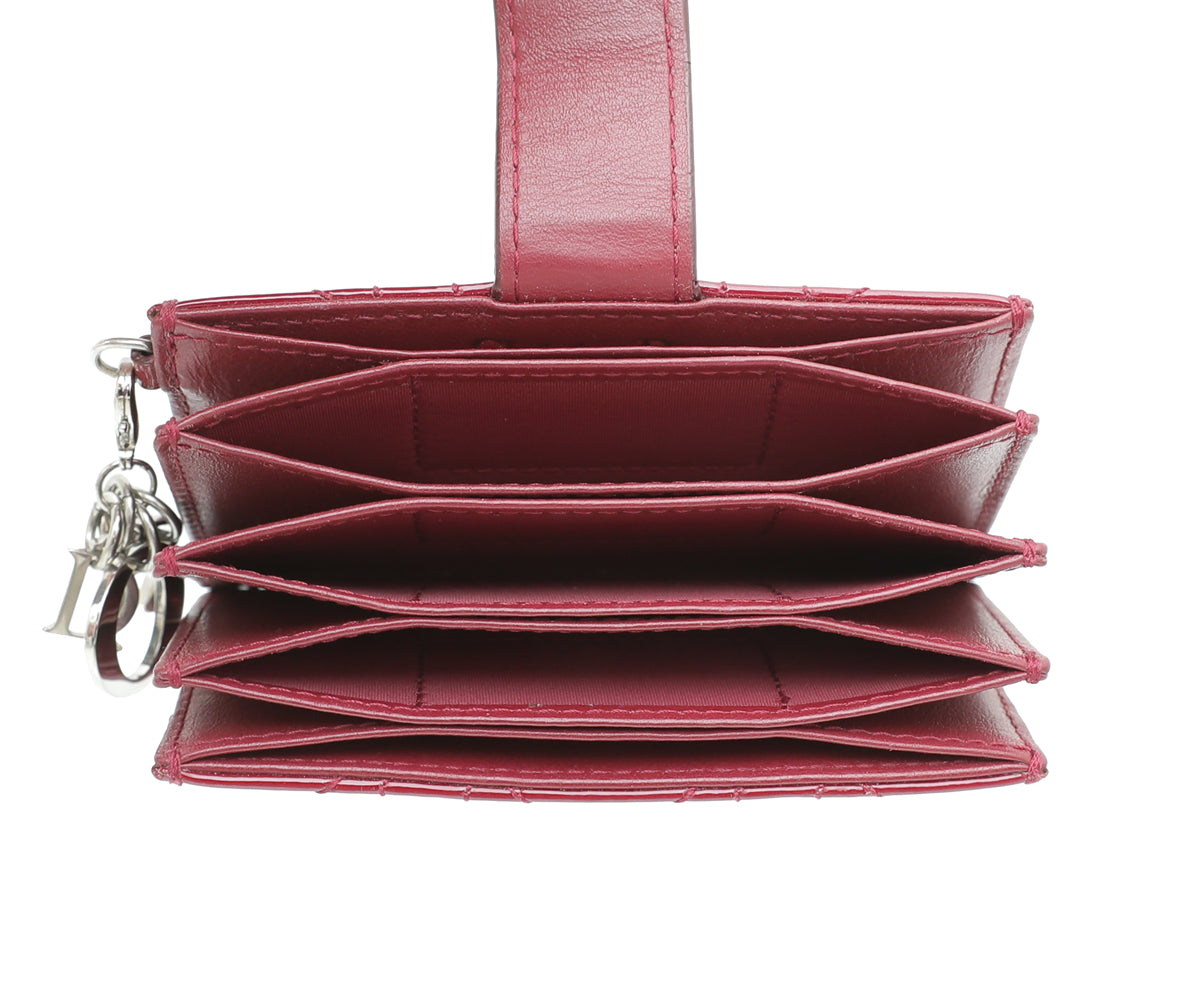 Christian Dior Cherry Red Lady Dior 5-Gusset Card Holder