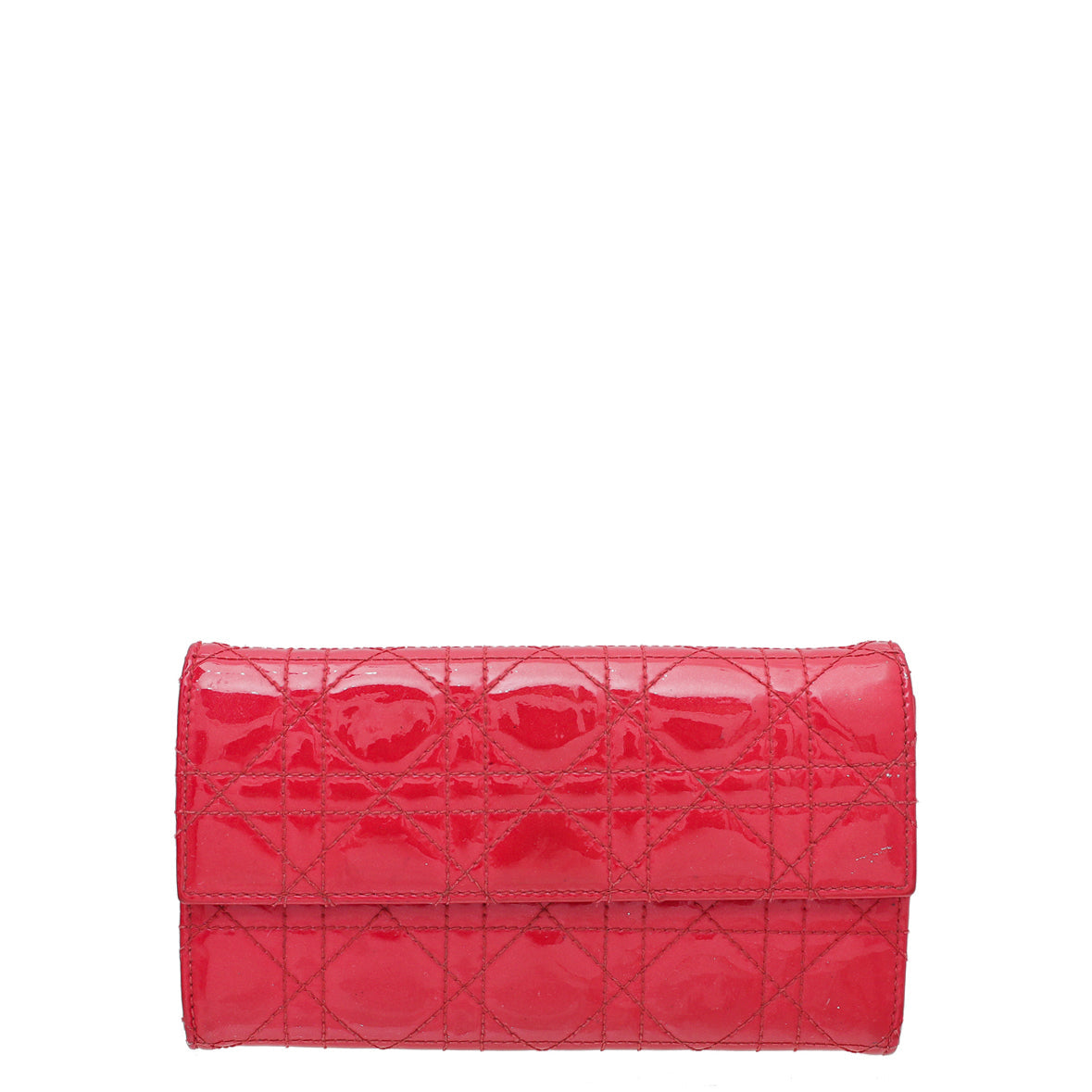 Christian Dior Red Lady Dior Chain Wallet