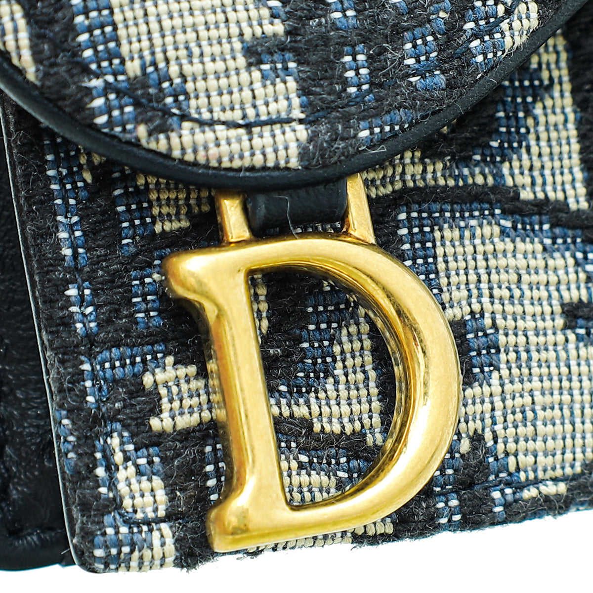 Christian Dior Blue Oblique Saddle Flap Card Holder