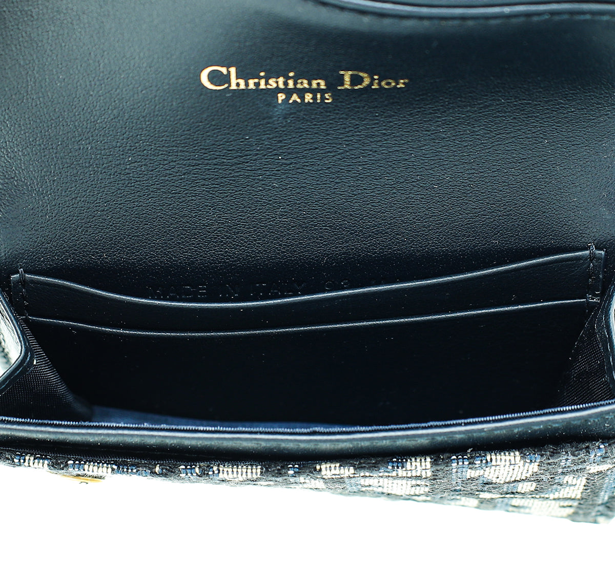 Christian Dior Blue Oblique Saddle Flap Card Holder