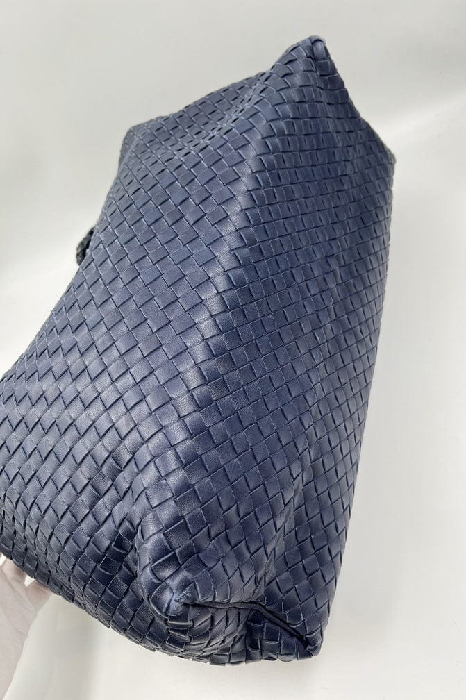 Bottega Veneta Intrecciato Navy Shoulder Bag