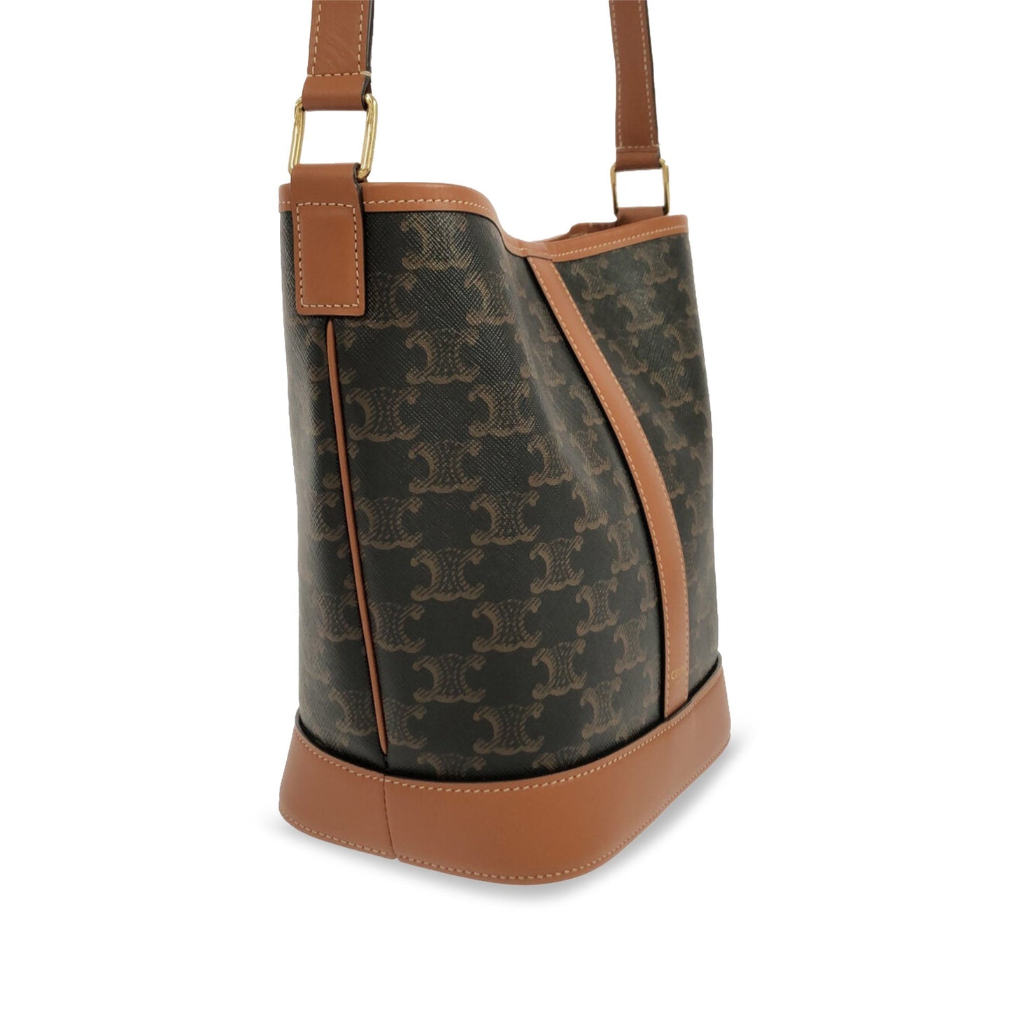 Celine Triomphe Bucket Bag Small Brown Canvas