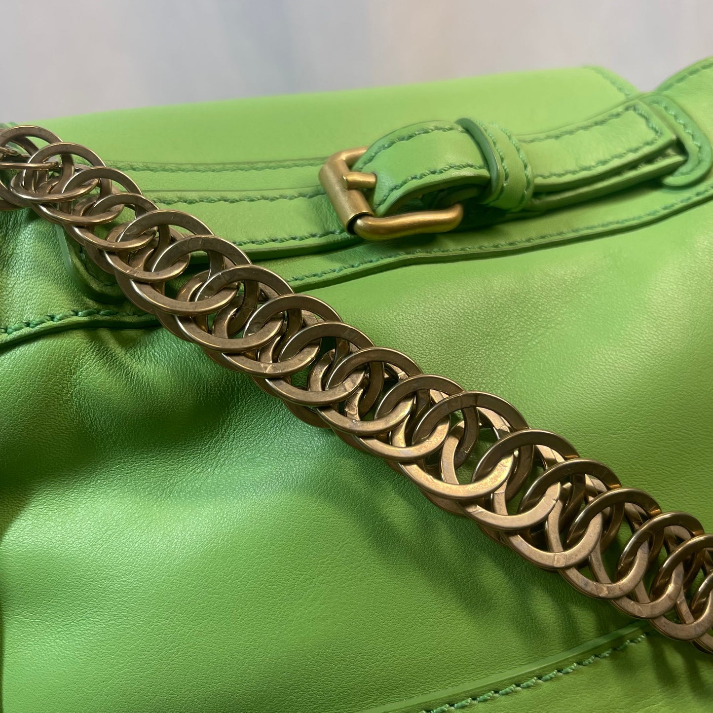 VERSACE Key Hole Medusa Neon Green Shoulder Bag