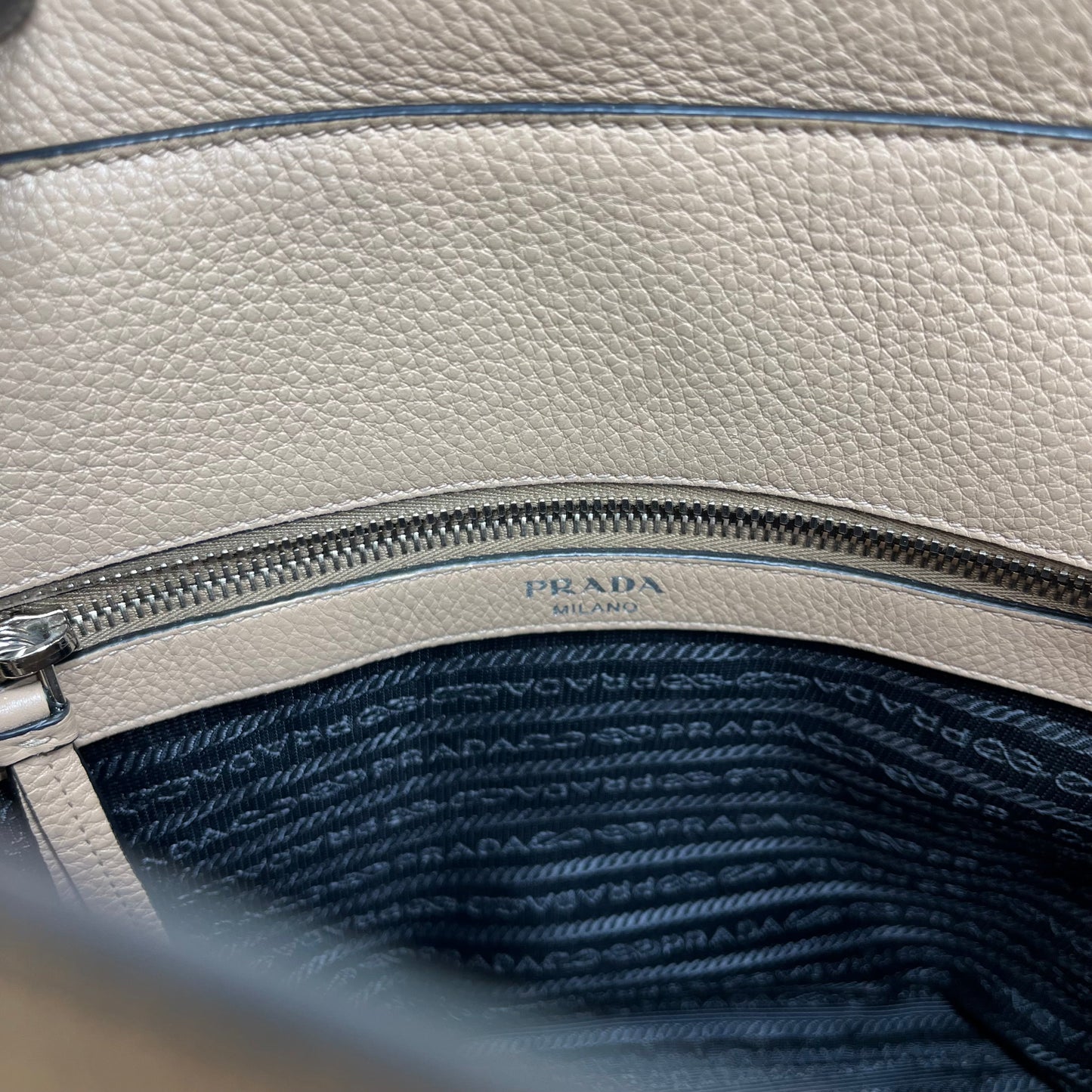 PRADA Vitello Phenix Bucket Crossbody Sand