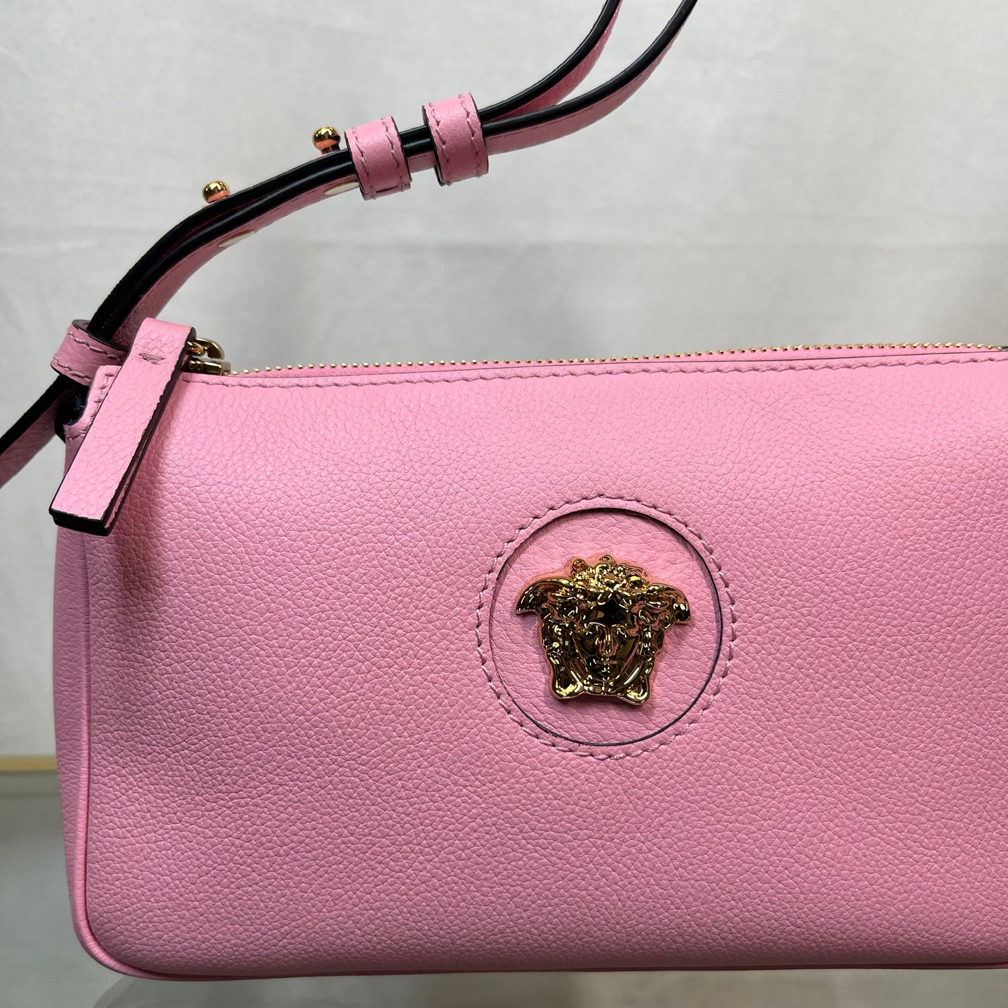 VERSACE La Medusa Leather Pink Shoulder Bag TS3721