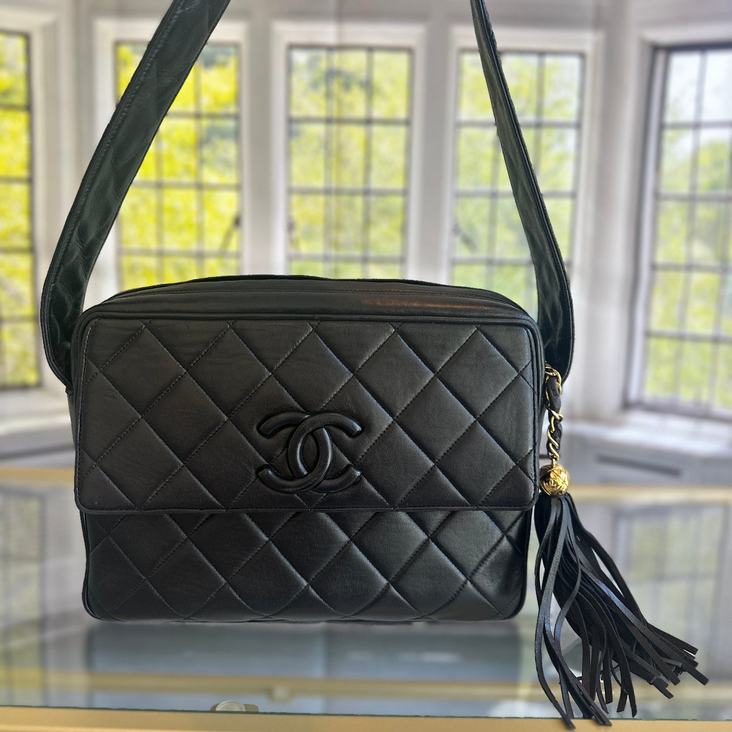 CHANEL Matelasse Shoulder Bag Black Lambskin