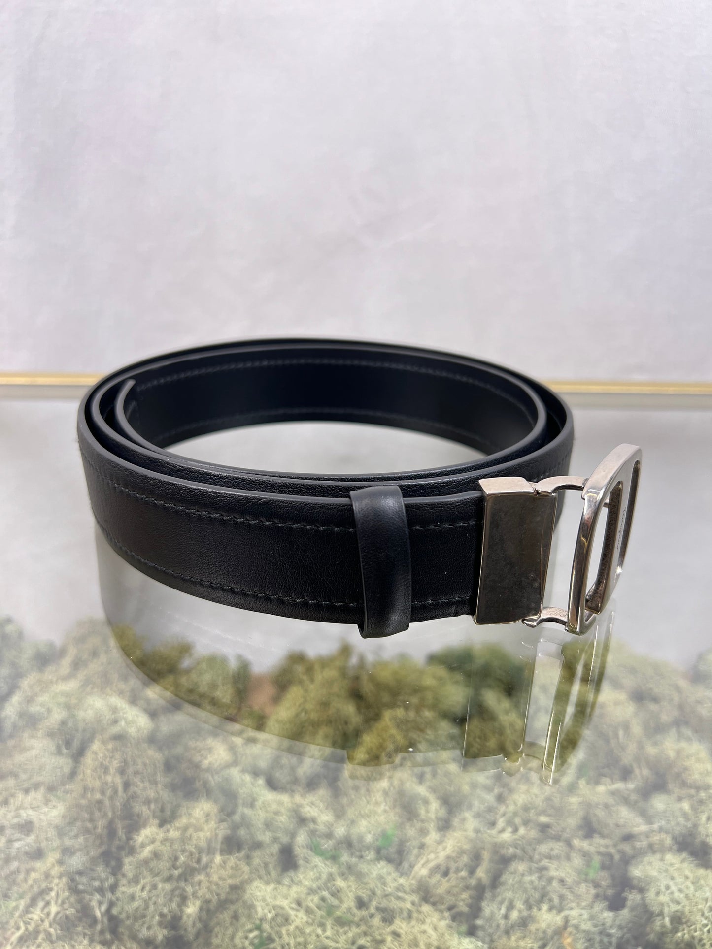 SALVATORE FERRAGAMO Black Leather Gancini Belt  Sz 40