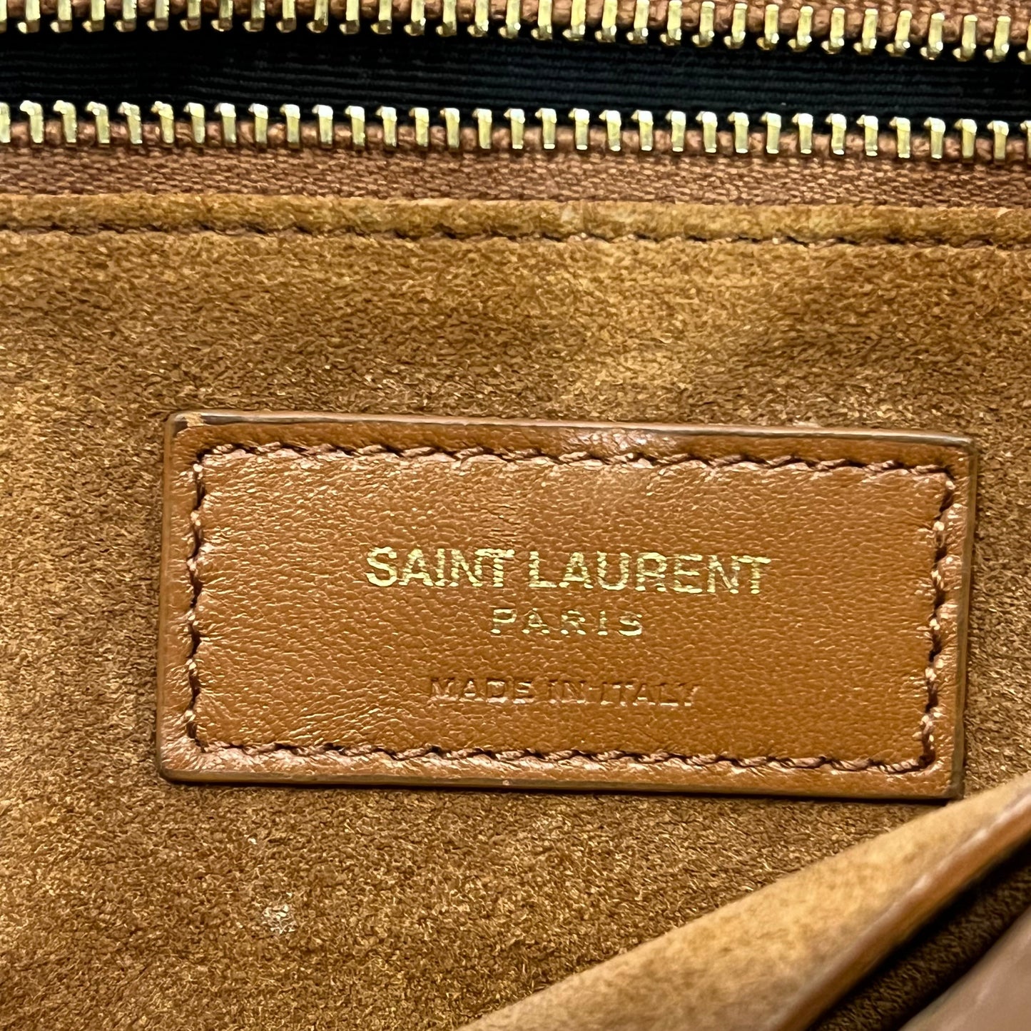 SAINT LAURENT Niki Medium Cognac Lambskin Monogram Chain Satchel