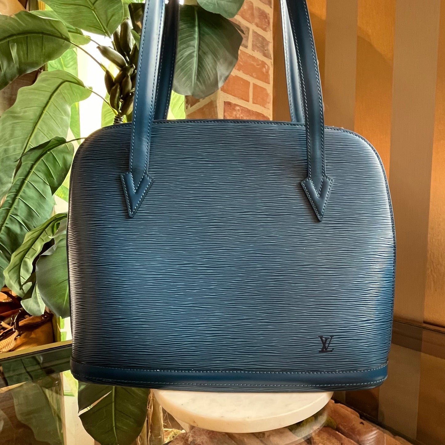 LOUIS VUITTON Vintage Blue Epi Leather Lussac