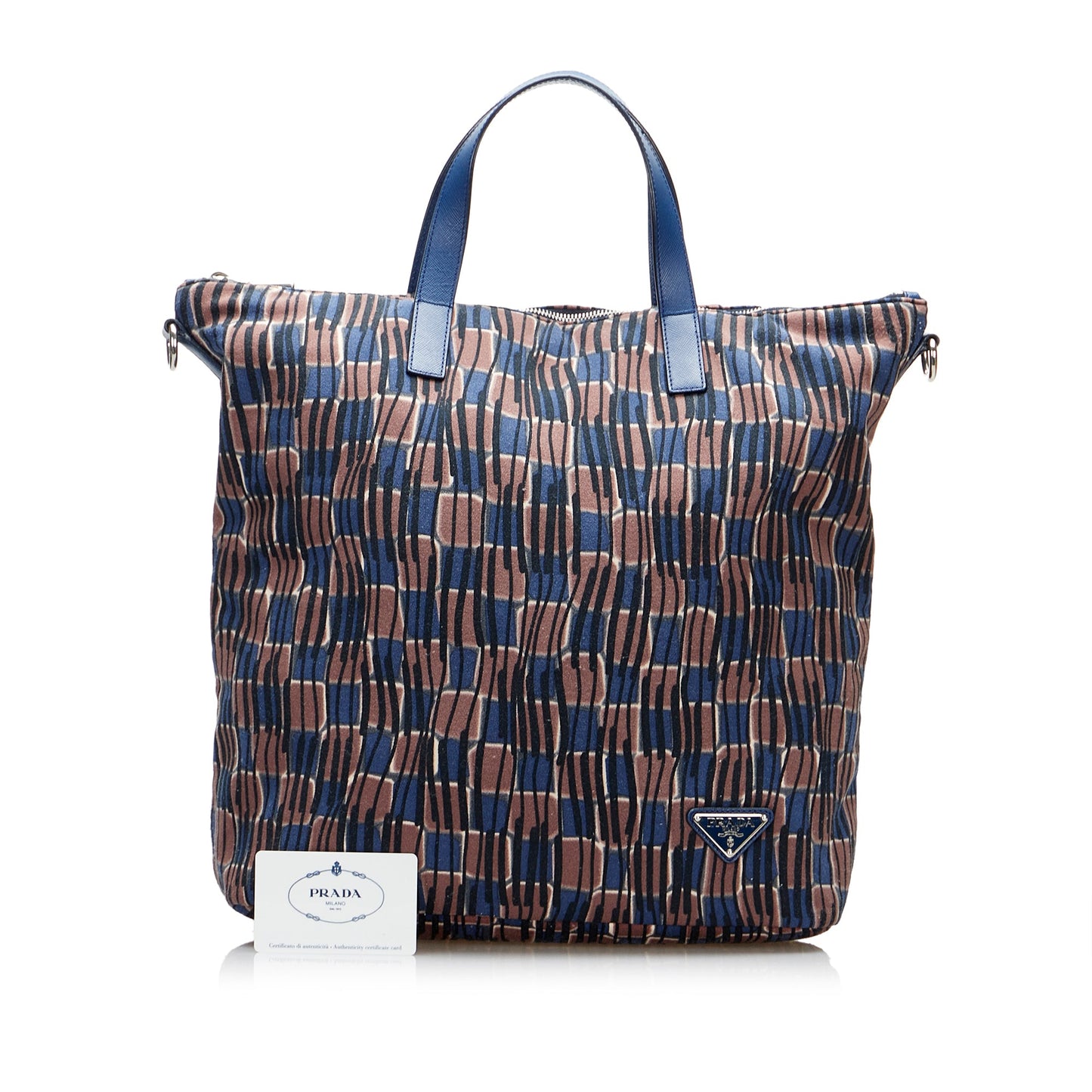 Prada Tessuto Stampato Blue Nylon Canvas