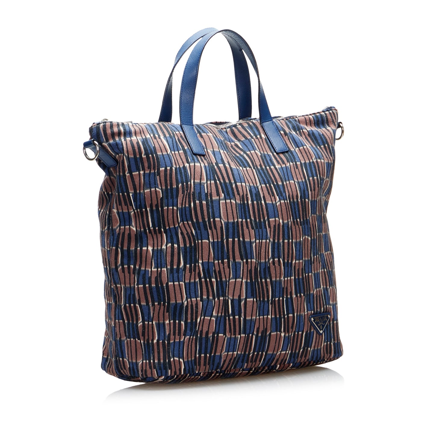 Prada Tessuto Stampato Blue Nylon Canvas