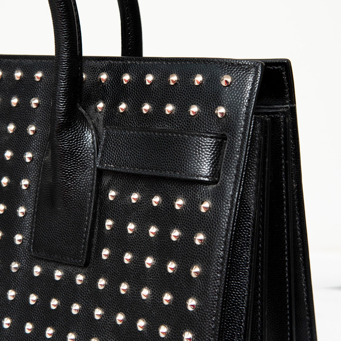 Saint Laurent Black Studded  Sac Du Jour Bag