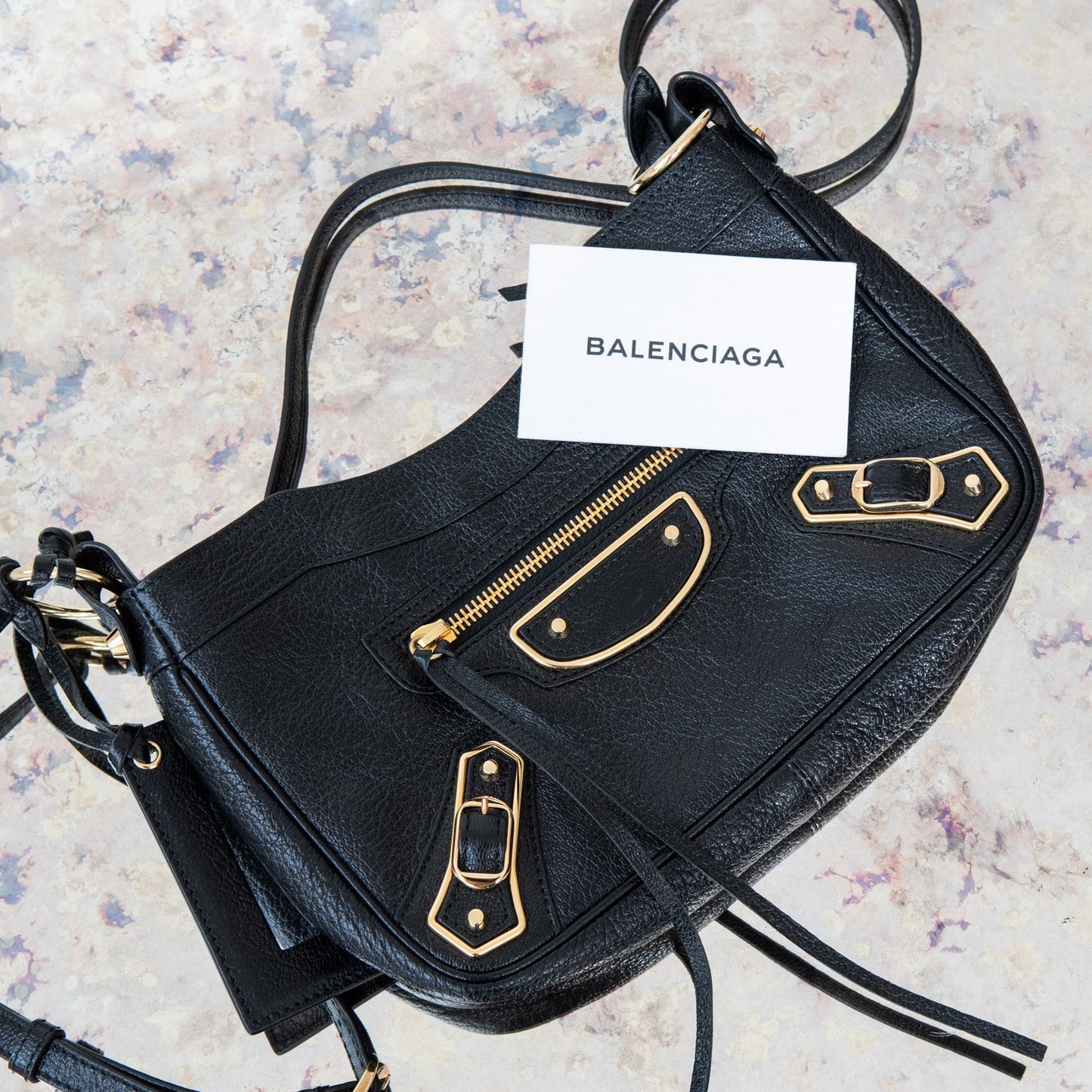 Balenciaga Black Motocross Metallic Edge Crossbody Hip Bag