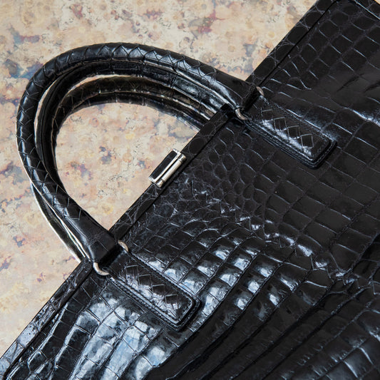 Bottega Veneta Vintage Black Crocodile Bag