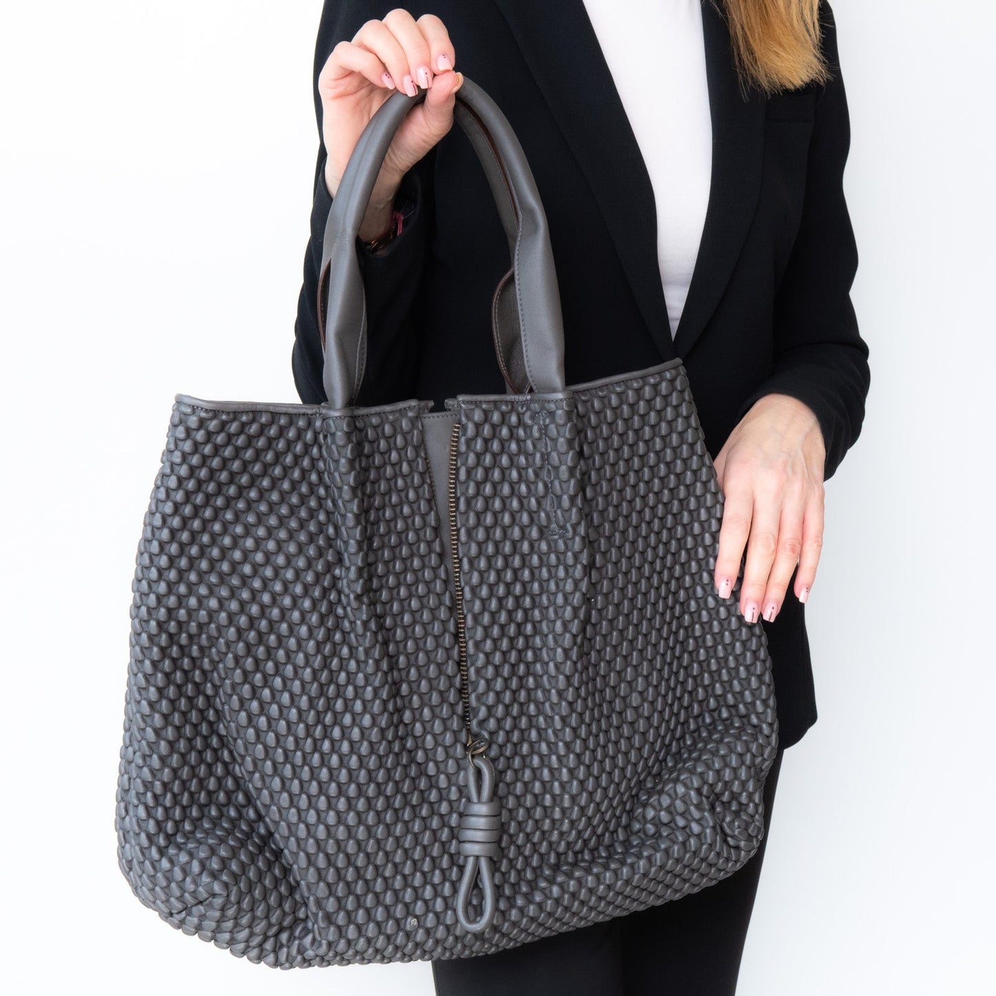 Tissa Fontaneda Grey Leather Tote Bag