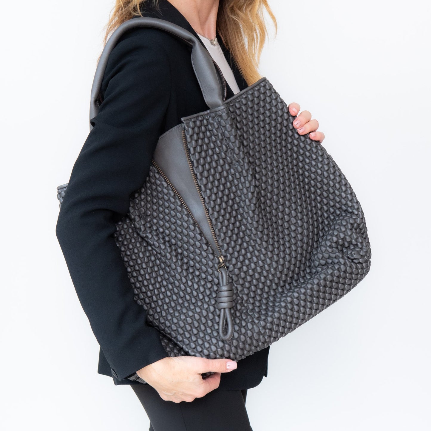 Tissa Fontaneda Grey Leather Tote Bag