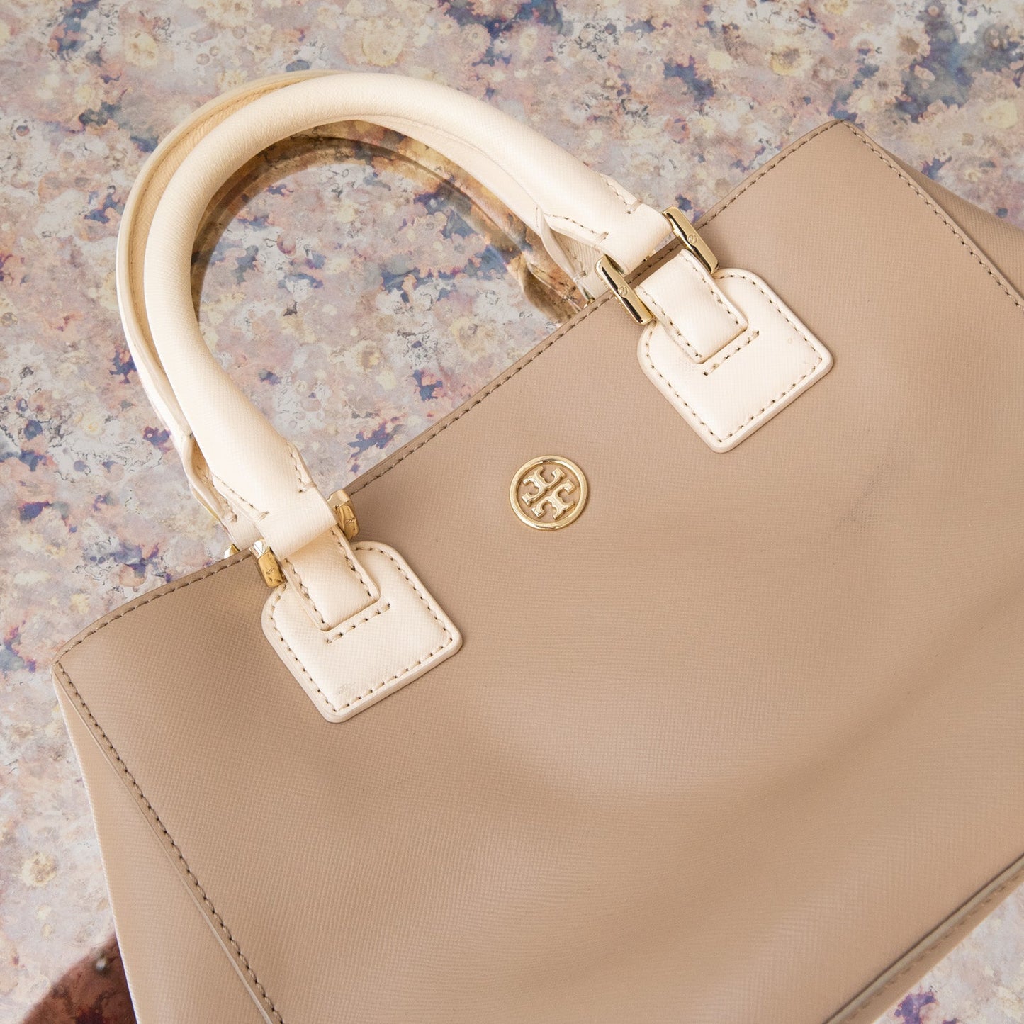 Tory Burch Beige Leather Tote Bag