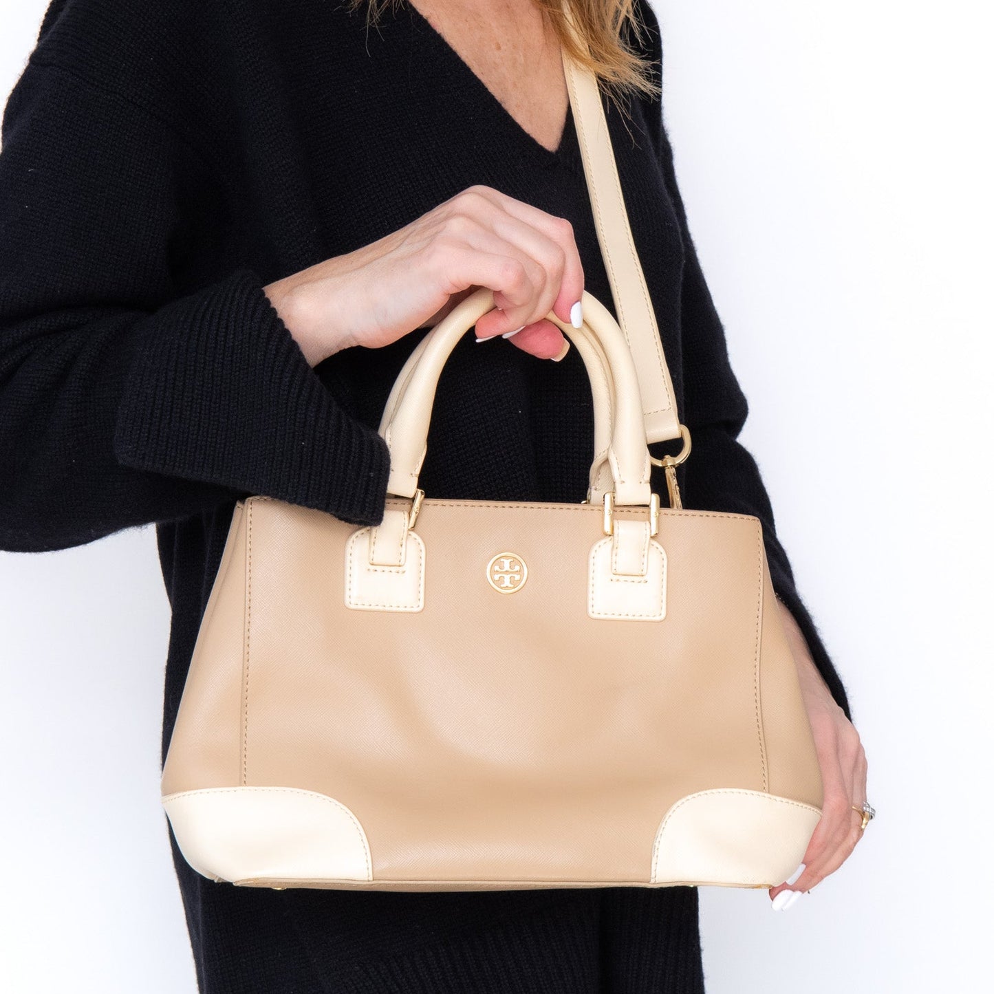 Tory Burch Beige Leather Tote Bag