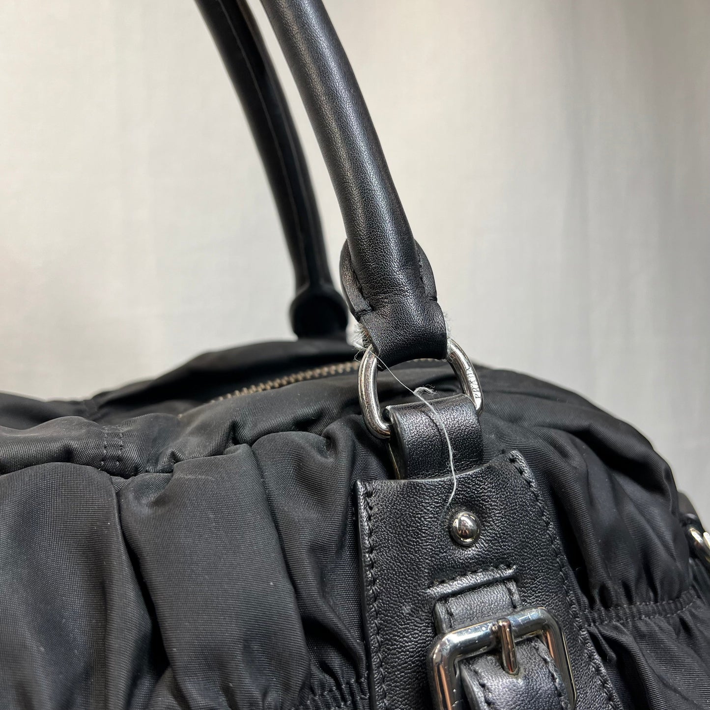 PRADA Gaufre Black Tessuto Nylon Satchel Bag