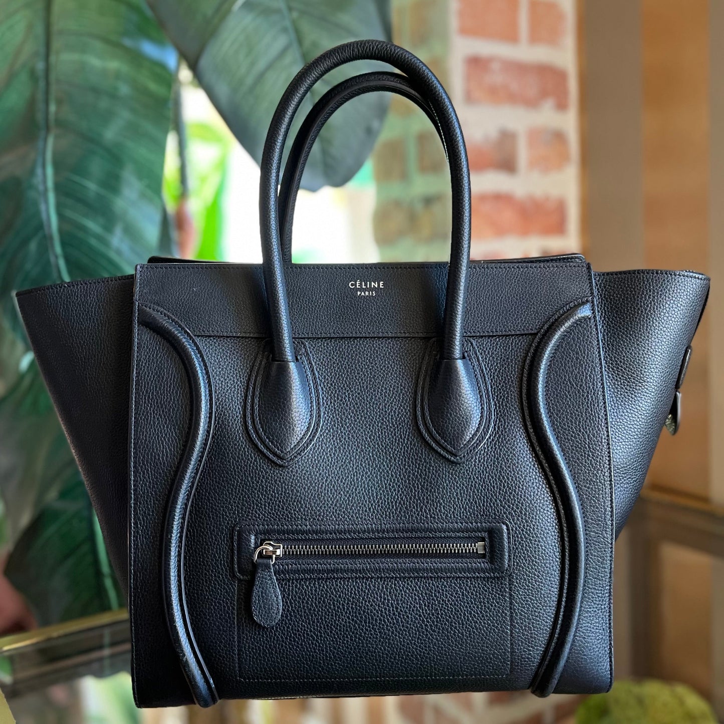 CELINE Black Drummed Calfskin Mini Luggage