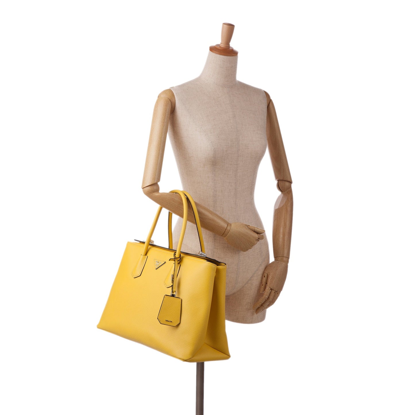 Prada Double Cuir Yellow Saffiano