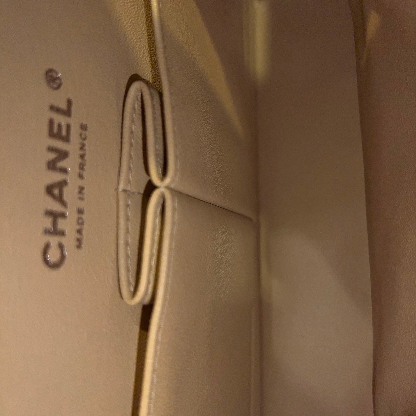 CHANEL Small Double Flap Beige Caviar Quilted Shoulder Bag