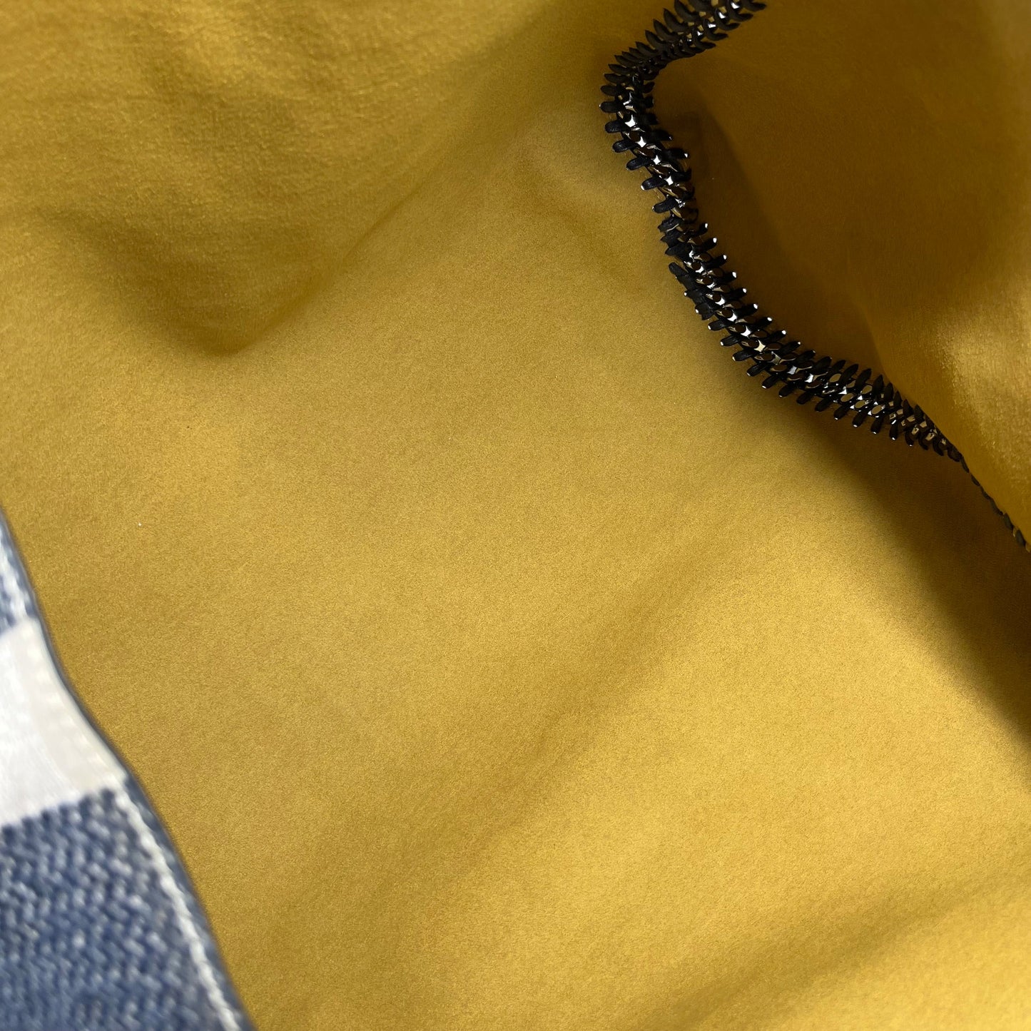 STELLA MCCARTNEY Falabella Reversible Blue Stripe/Yellow Suede Tote