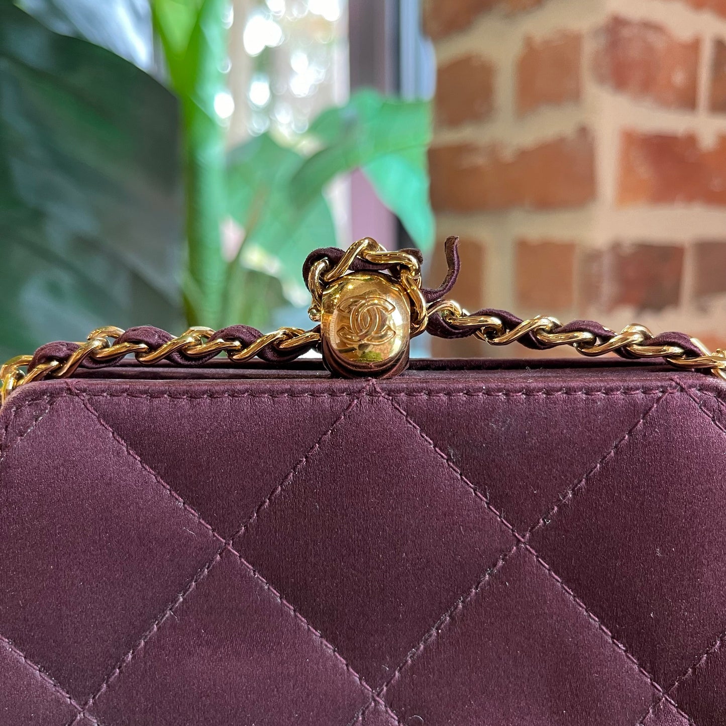 CHANEL Silk Plum Colored Evening Bag TS