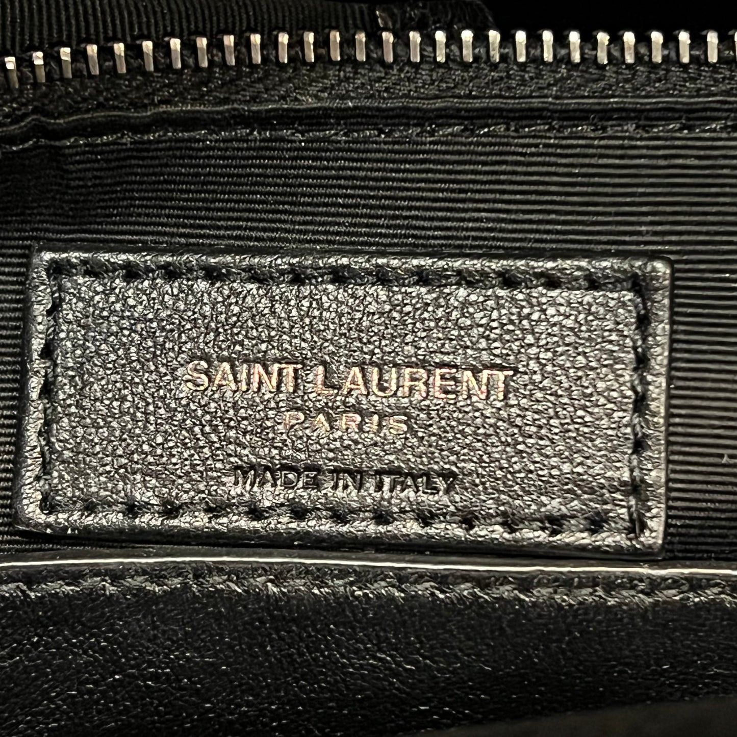 SAINT LAURENT Niki Medium Black Crinkled Calfskin Matelasse Monogram Shopper Tote