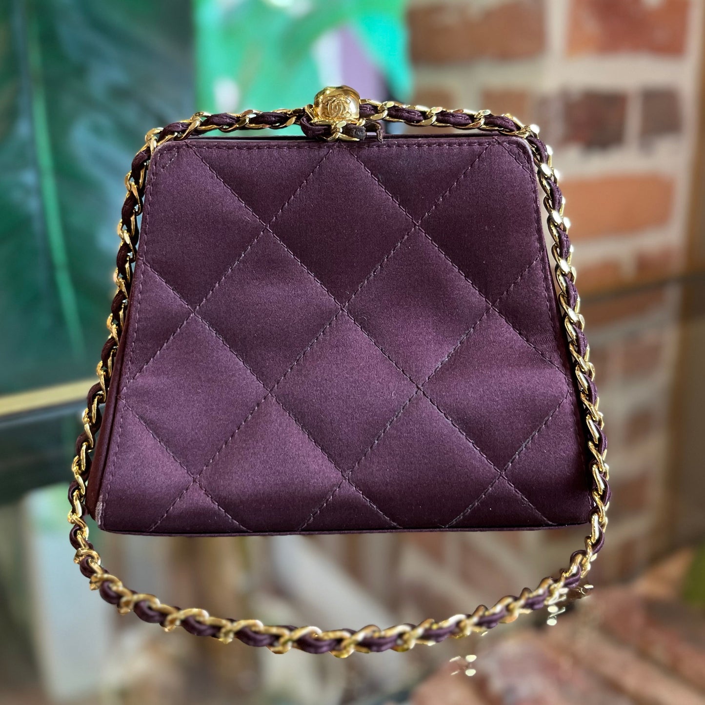 CHANEL Silk Plum Colored Evening Bag TS