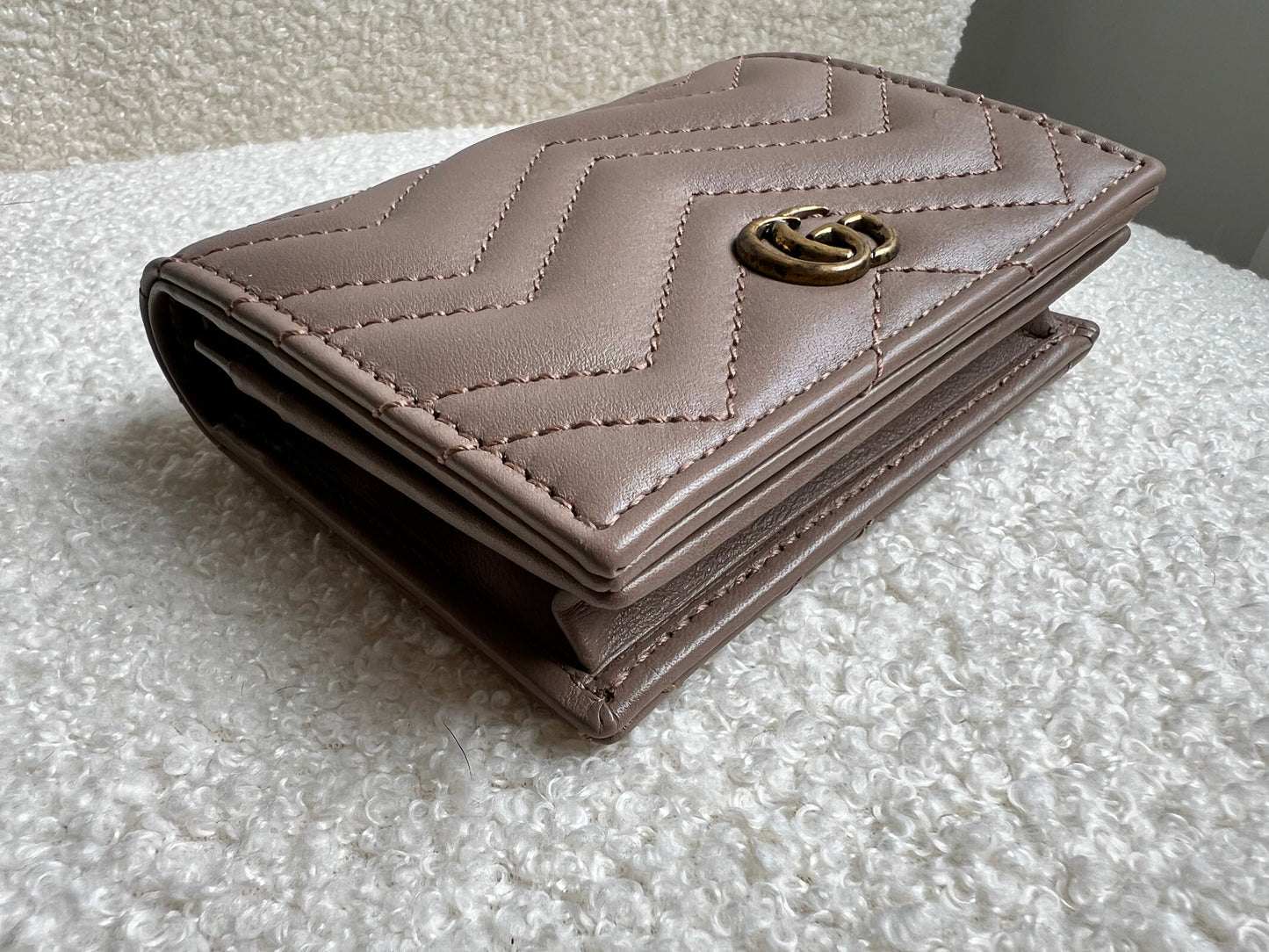 Gucci GG Dusty Pink Marmont Matelassé Card Case Wallet (RRP £345)