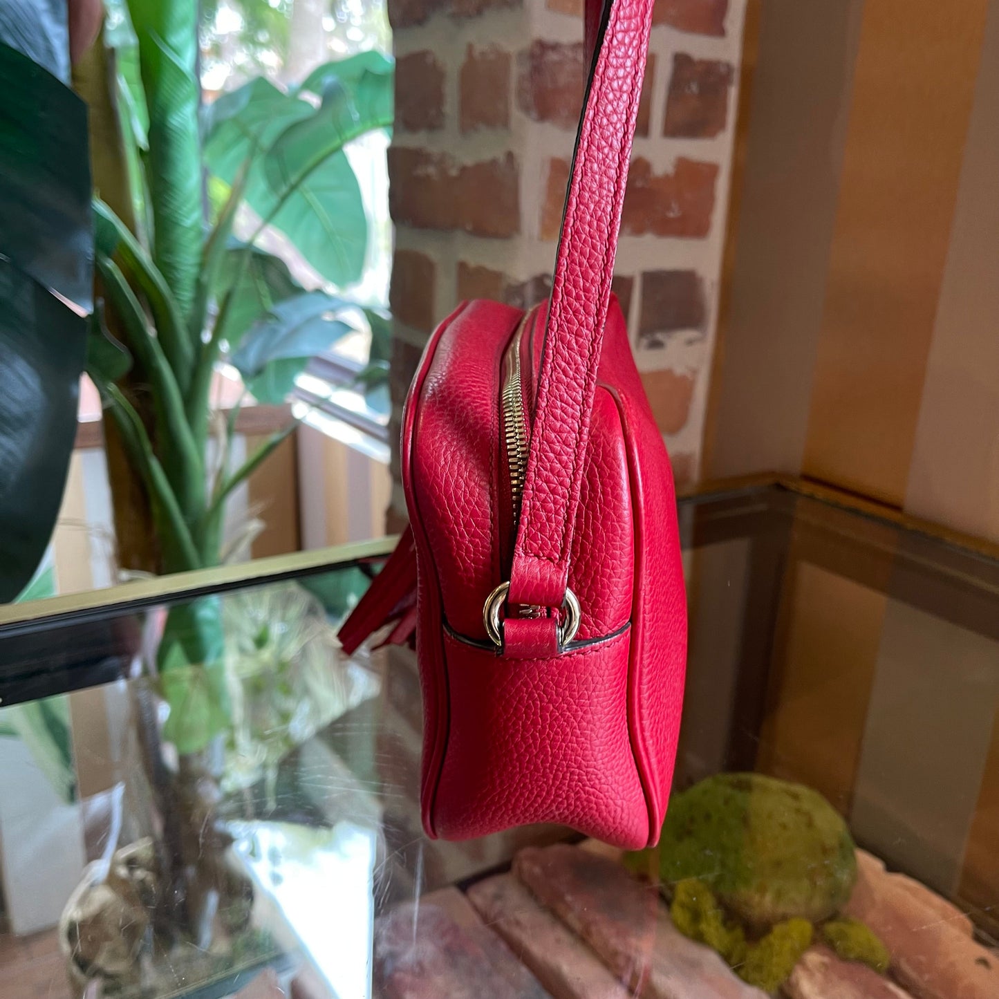 GUCCI Red Leather Soho Crossbody